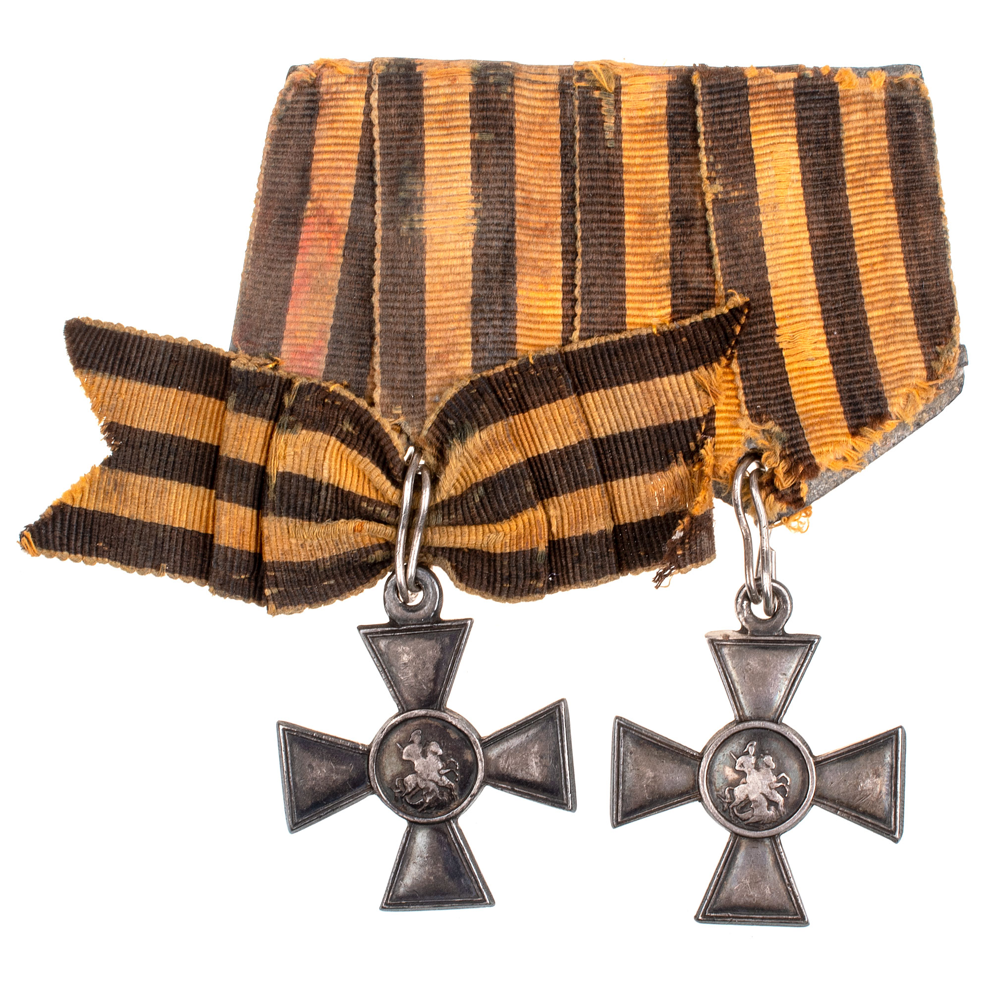 Наградная колодка на два Георгиевских Креста - ГК 3 ст 193.611 и ГК 4 ст 776.316 (188 пехотный Карсский полк).