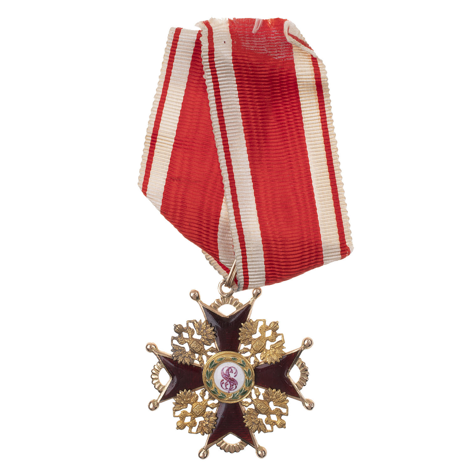 Знак орден Св. Станислава 3 - й ст на ленте (1905 - 1908 гг). "Эдуард" - "ИЛ".