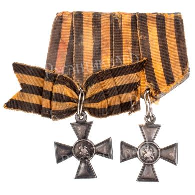 Наградная колодка на два Георгиевских Креста - ГК 3 ст 193.611 и ГК 4 ст 776.316 (188 пехотный Карсский полк).