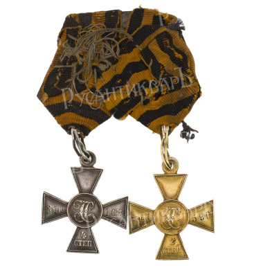 Наградная колодка на два Георгиевских Креста - ГК 2 ст 40.590 и ГК 4 ст 611.107. (430 пехотный Валкский полк)