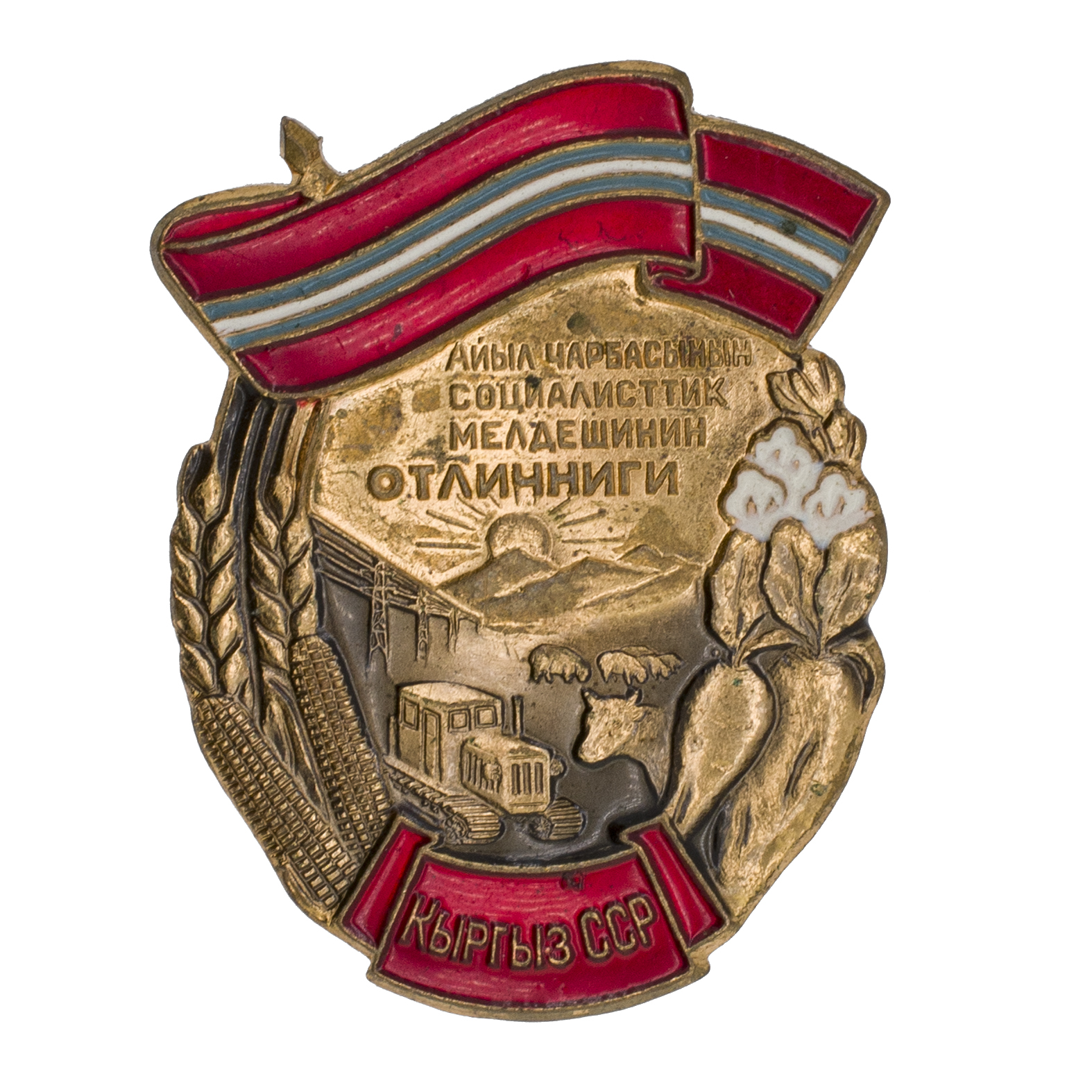 Знак "Отличник социалистического соревнования сельского хозяйства Киргизской ССР". АРТИКУЛ ПА28-10