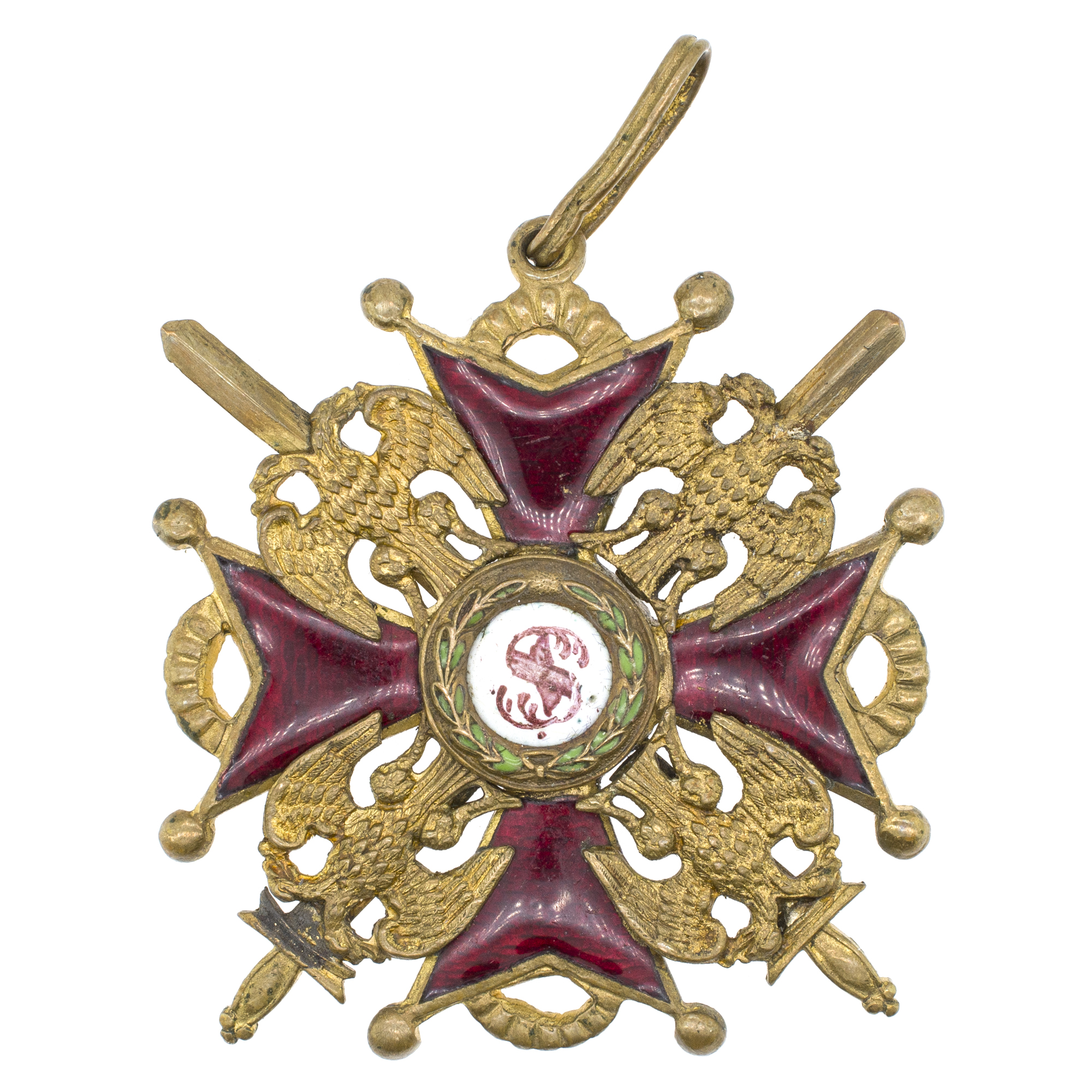 Знак ордена Св. Станислава 2 - й степени с мечами. Бронза. Временное Правительство. Капитульный.