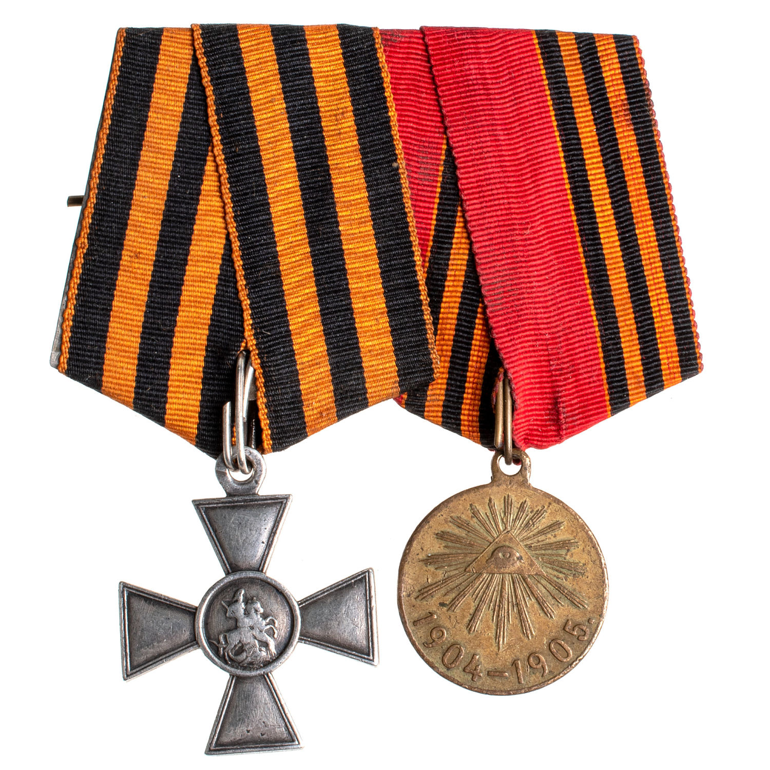 Колодка на 2 награды. ЗОВО 4 ст 173.470 и медаль "В память Русско - Японской войны 1904-1905 гг".