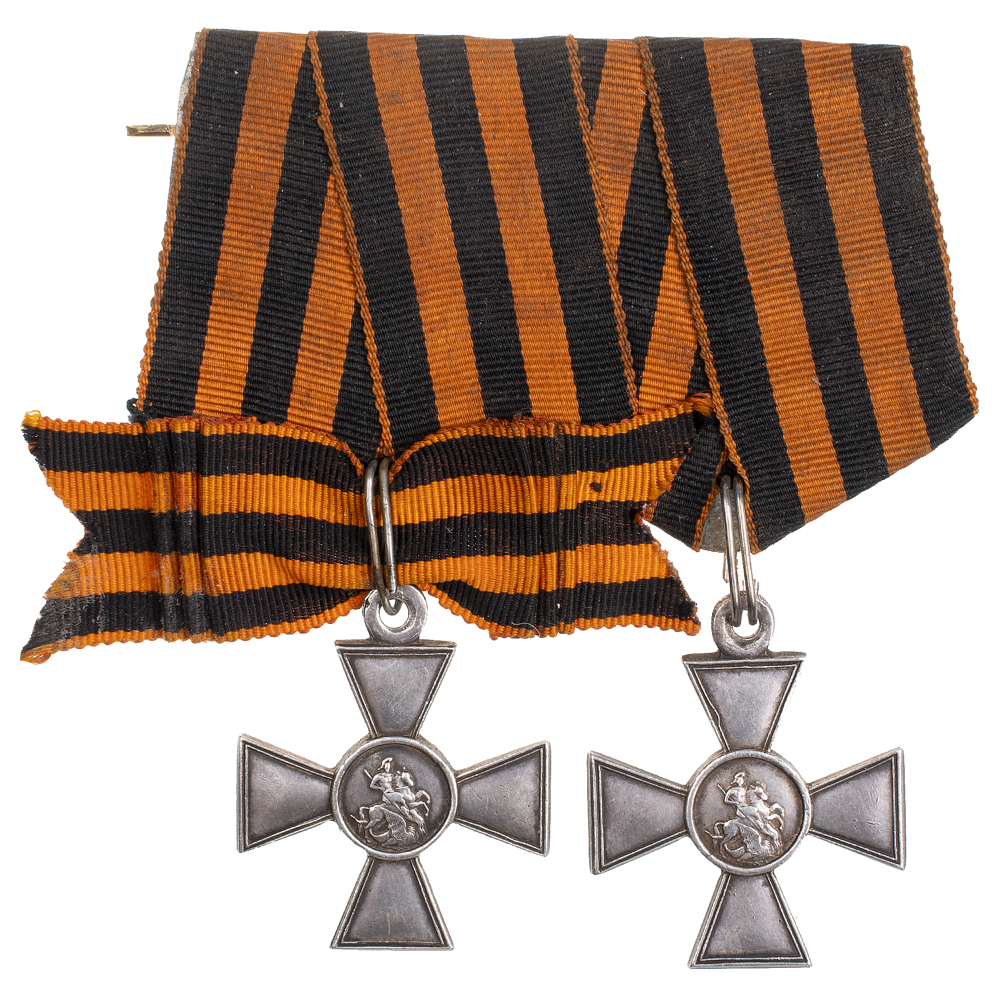 Наградная колодка на два Георгиевских Креста - ГК 3 ст 53.597 и ГК 4 ст 620.122 (19 пехотный Костромской полк).