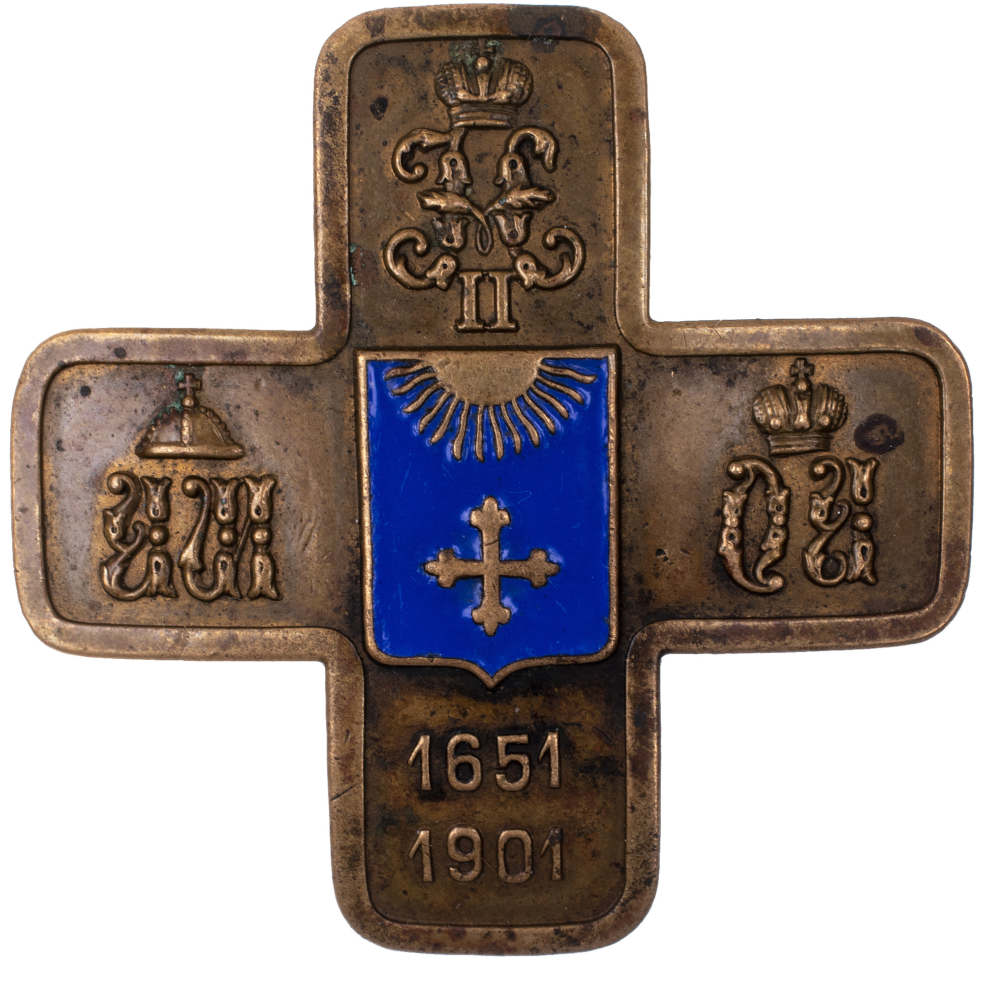 Знак 12 - го гусарского Ахтырского Е. И. В. Великой Княгини Ольги Александровны полка (для нижних чинов).