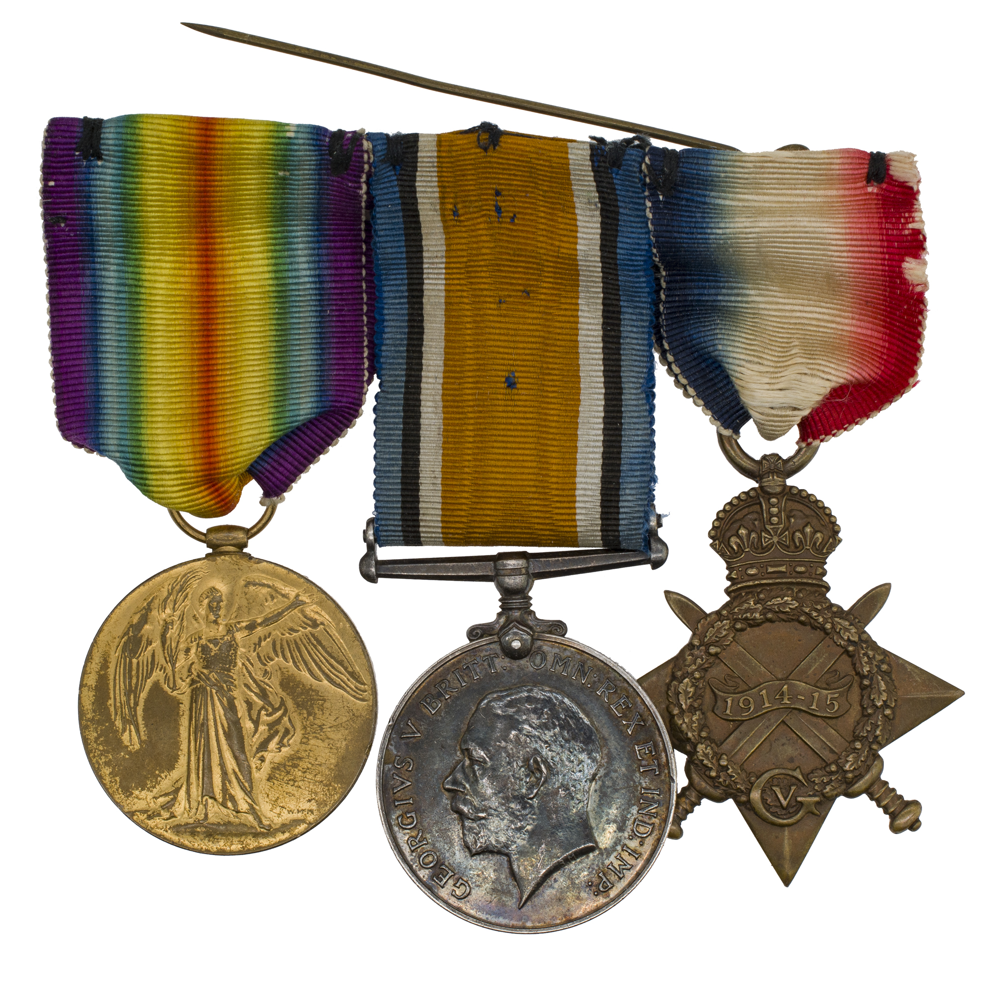 Великобритания. Наградная колодка из 3 медалей времён I Мировой войны. (ss-10572 PTE. ( Private - рядовой ) J.HOOPER. A.S.C.( Army Service Corps /Королевский корпус обслуживания Британской армии)).