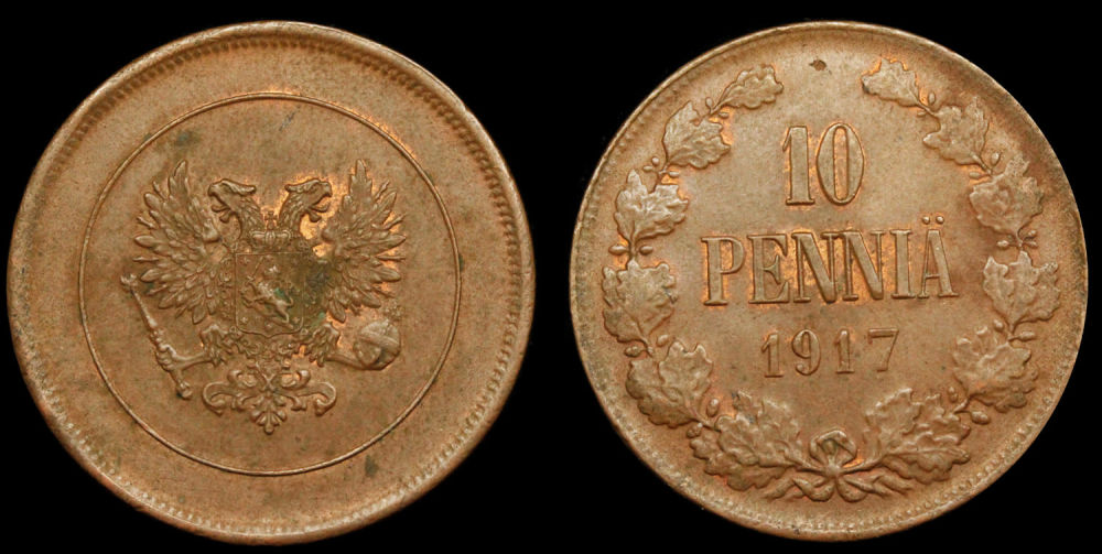 10 пенни 1917 год (без короны)
