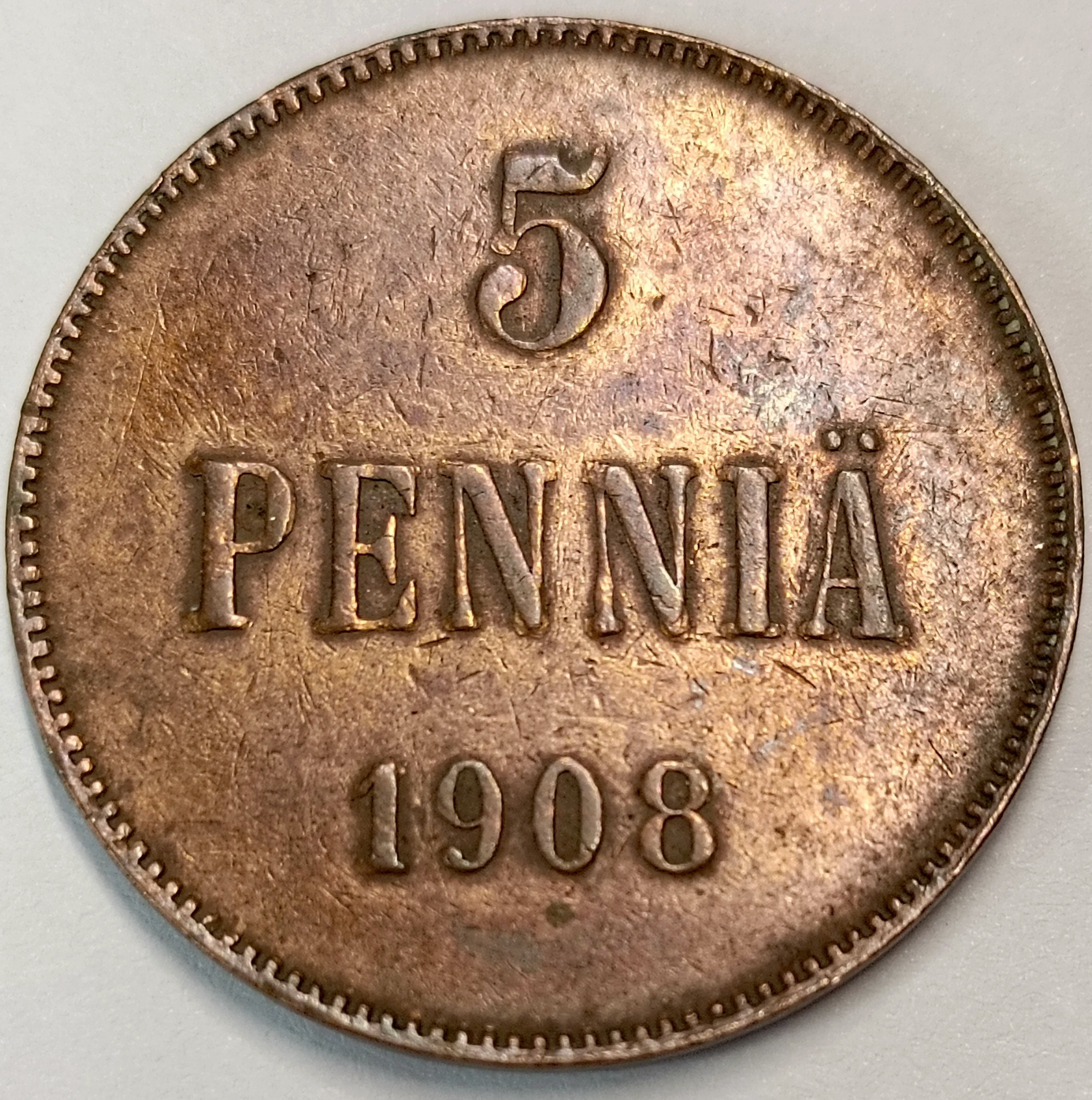 5 пенни 1908 год B