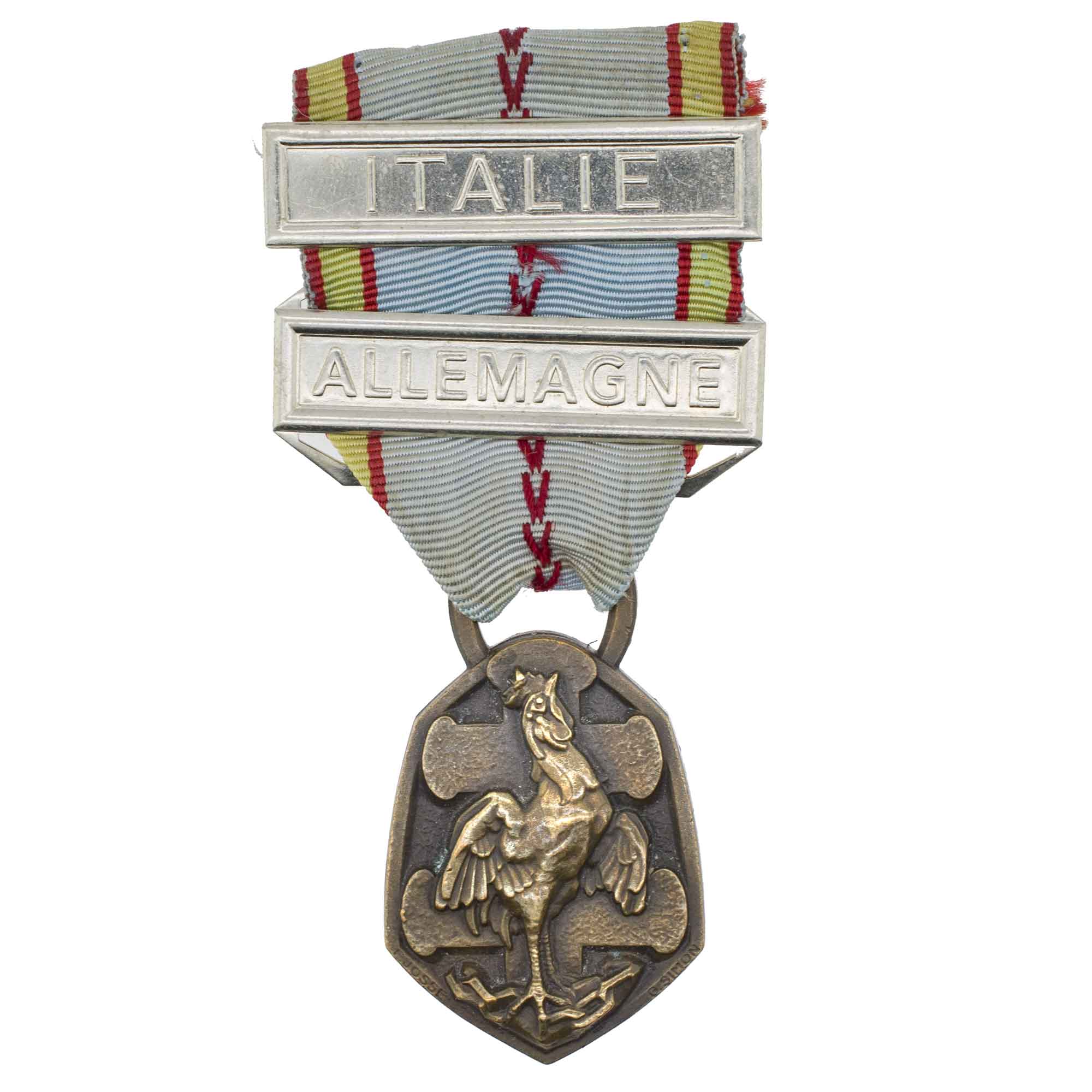 Франция. Медаль в память войны 1939-1945 гг. с планками "ITALIE" и "ALLEMAGNE"