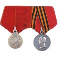 Колодка на две награды: "За покорение Западного Кавказа 1859-1864 гг" и "Знак отличия ордена Святой Анны" №468.849