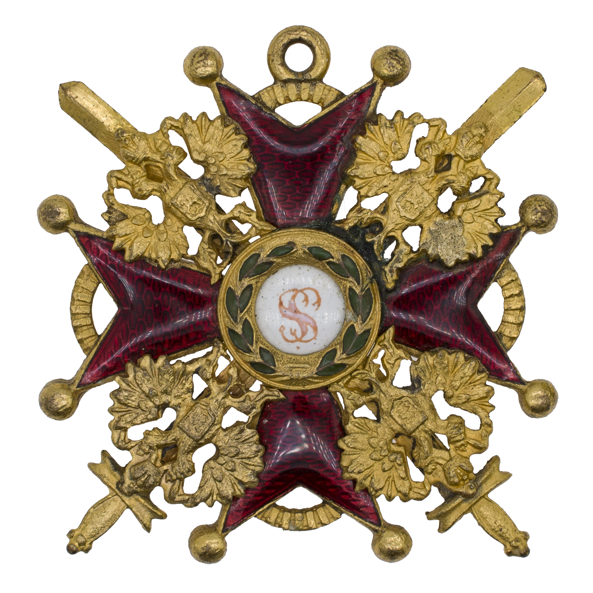 Знак ордена Св. Станислава 3 - й ст с мечами. Капитульный. Бронзовый (1916 - 1917 гг).