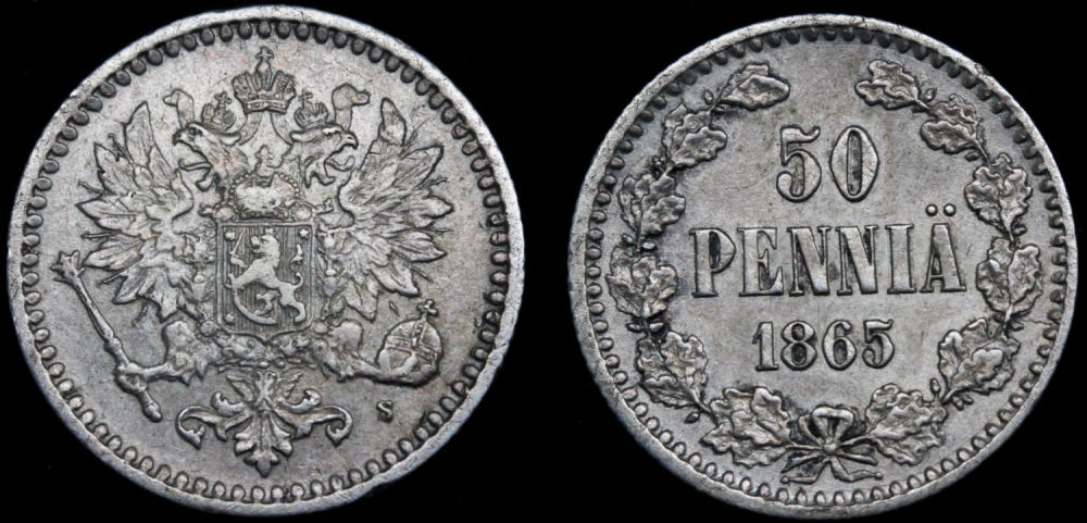 50 пенни 1865 год