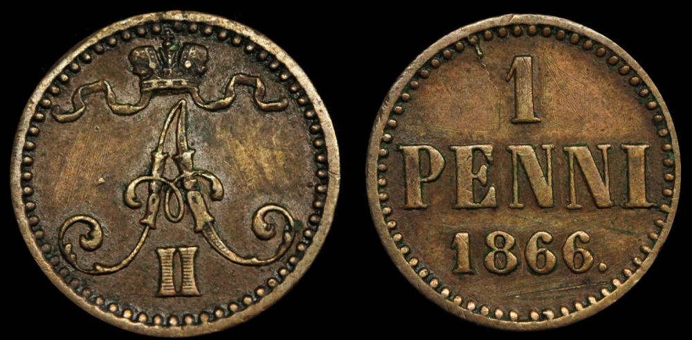 1 пенни 1866 год