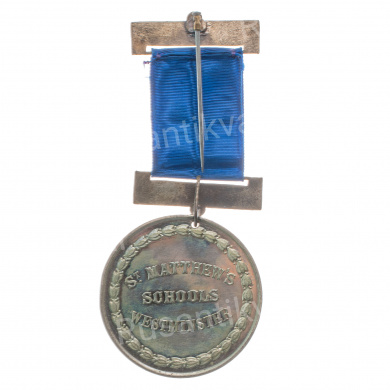 Великобритания. Медаль об окончании Вестминстерской женской гимназии Св. Матфея в 1902 г. В футляре.