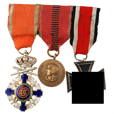 Румыния (Королевство). Колодка с "Железным Крестом" и румынскими наградами.