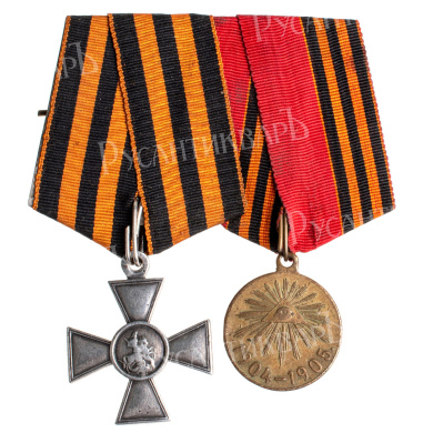 Колодка на 2 награды. ЗОВО 4 ст 173.470 и медаль "В память Русско - Японской войны 1904-1905 гг".