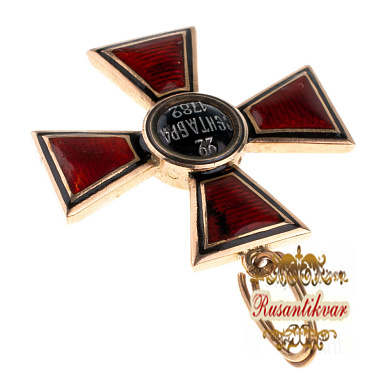 Знак ордена Св. равноапостольного князя Владимира 4 - й степени. 1910 - 1916 гг. Золото. Капитульный.