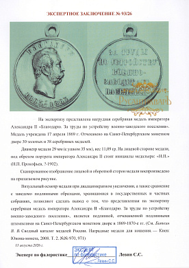 Медаль "За труды по устройству военно-заводского населения".