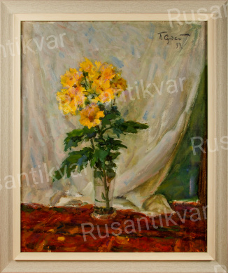 Судаков П.Ф. "Натюрморт. Желтая хризантема"