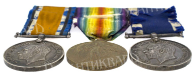 Великобритания. Наградная колодка из 3 медалей времён I мировой войны.