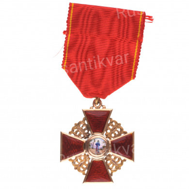 Знак ордена Св. Анны 3 ст на ленте (1899 -1904 гг). "Кейбель" - "АК".