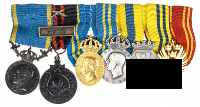 Швеция. Колодка наград участника 2 Мировой войны.