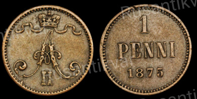 1 пенни 1875 год "L"