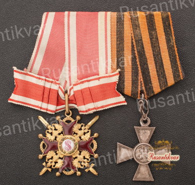 Колодка Орден Святого Станислава 3 степени с мечами и Георгиевский крест 4 степени №658305