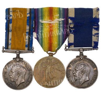 Великобритания. Наградная колодка из 3 медалей времён I мировой войны.