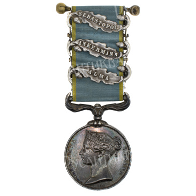 Великобритания. Крымская медаль с тремя планками "SEBASTOPOL",  " INKERMAN " и "ALMA " .