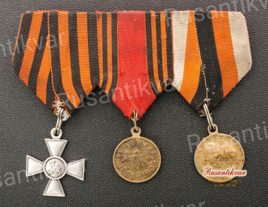 Колодка ГК 4 ст.№135959 медаль "300 лет дому Романовых" и медаль" В память Русско-Японской войны"