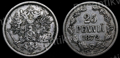 25 пенни 1872 год "S"