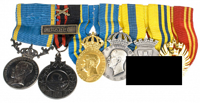 Швеция. Колодка наград участника 2 Мировой войны.