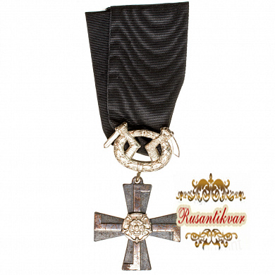 Финляндия (Республика Финляндия 1917 - 2021 гг). Крест Ордена "Креста Свободы" 4 степень с мечами, на траурной ленте.