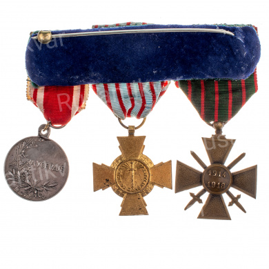 Колодка французского военнослужащего с медалью "За Усердие" с портретом Императора Николая II