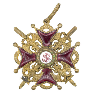 Знак Ордена Св. Станислава 2 - й степени с мечами. Бронза. Временное Правительство. Капитульный.