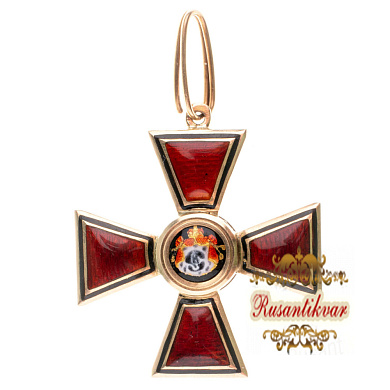 Знак ордена Св. равноапостольного князя Владимира 4 - й степени. 1910 - 1916 гг. Золото. Капитульный.